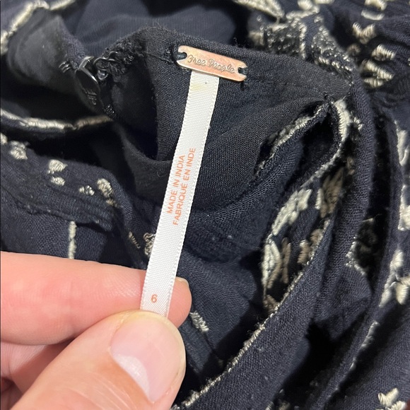 Free People Embroidered Tank Top Romper in Black & Tan, size 6 - Picture 7 of 13